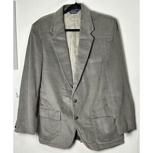 Vintage 70s WFF Farah Gray Corduroy Sportscoat Pockets 2 Button Hipster Size 40R